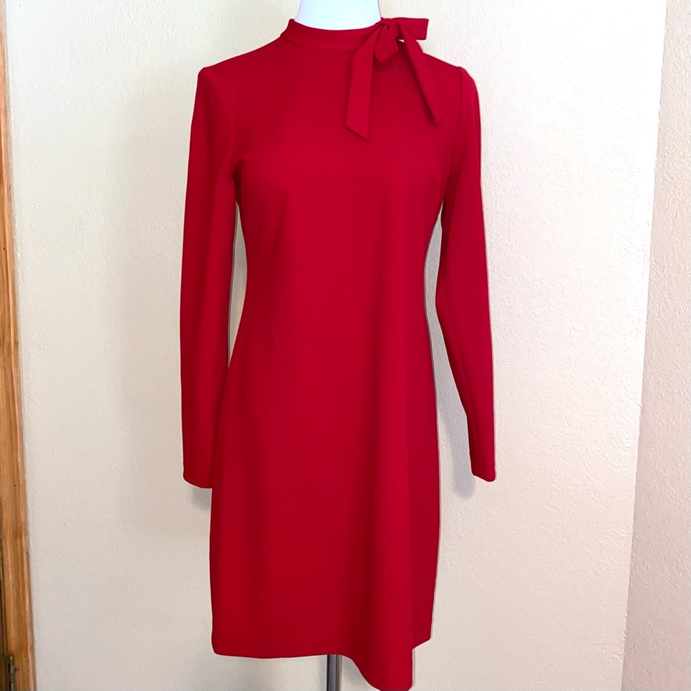 Calvin Klein Ladies Red Dress sz 8 long sleeve